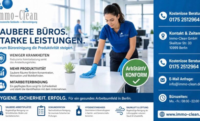 Büroreinigung Berlin: Sauberes Büro, produktives Team | Immo-Clean GmbH 1 Büroreinigung Berlin